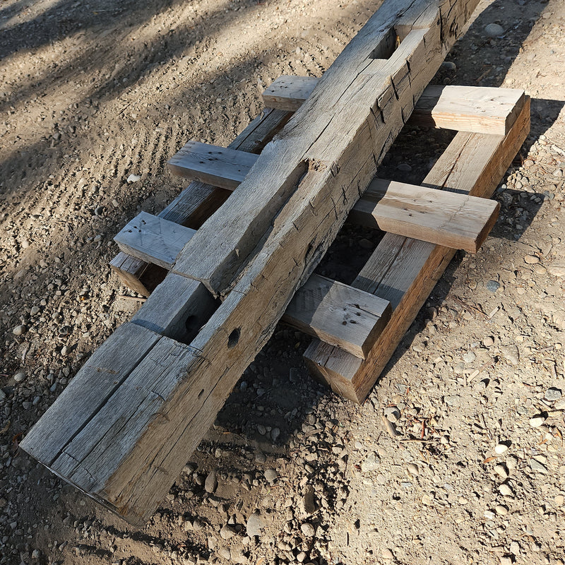 72"L x 7" x 7" old oak hand hewn Wood Beam Mantel (A111)