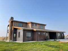 flat steel siding with reclaimed wood planks