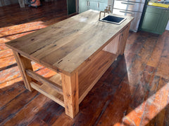 butcher block island reclaimed mixed hardwoods