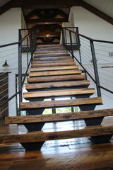 skip sanded treads in heavy duty mixed reclaimed hardwoods