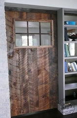 6 lite glass in flush plank reclaimed wood sliding door