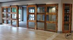 3 Glass Lite Barn Wood Door