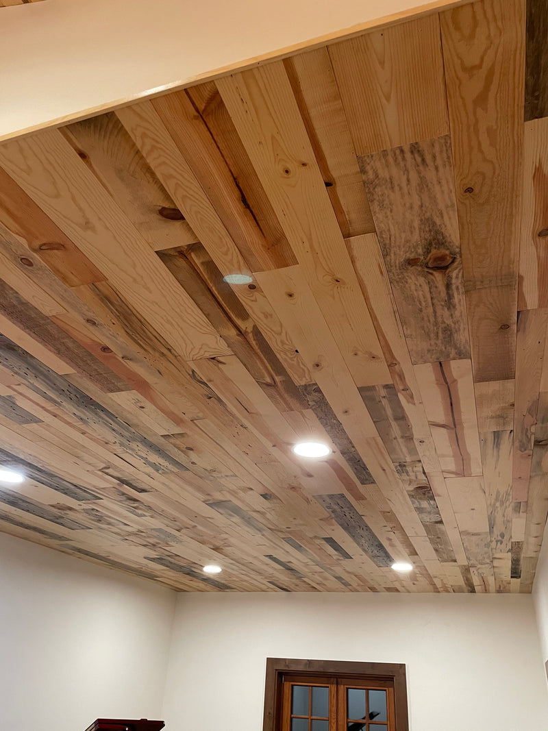 knotty blued pine ceiling