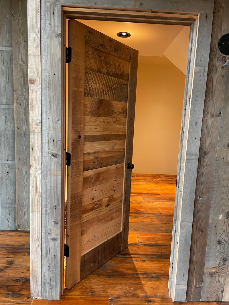 reclaimed wood hinged swing door