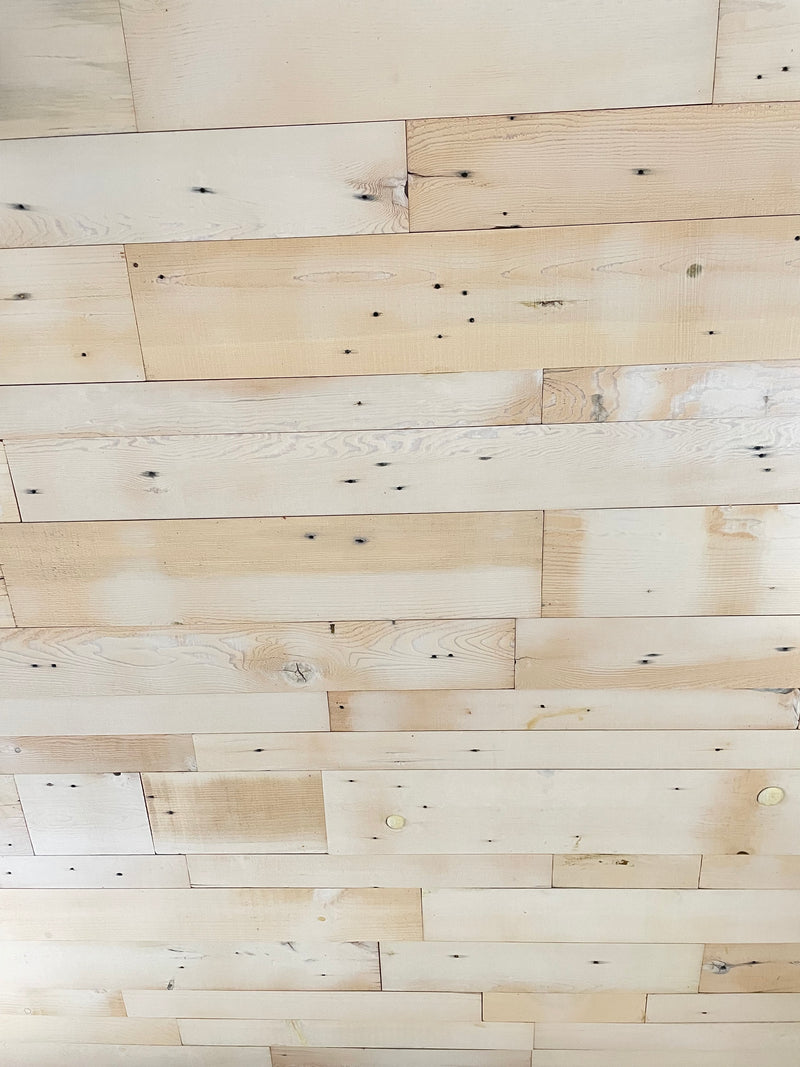 white shiplap interior planks