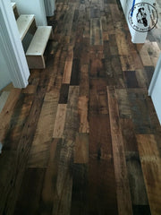 natural beauty clear coat on mixed reclaimed hardwood floors