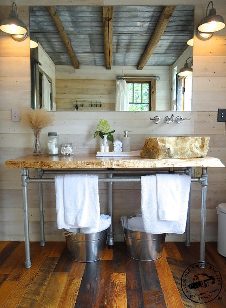 powder bath with Mixed barnwood Hardwoods Blend