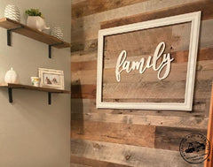 sign with reclaimed barn board planks