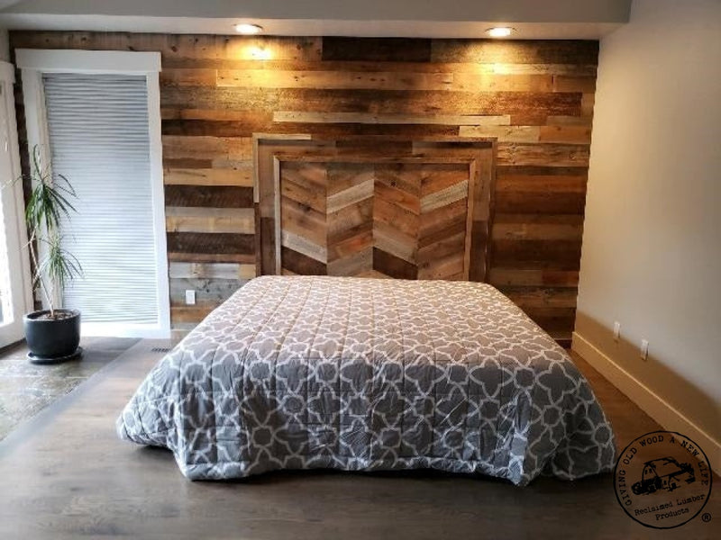 reclaimed wood headboard design